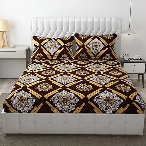 Printed Glace Cotton Double Bedsheet with 2 Pillow Covers