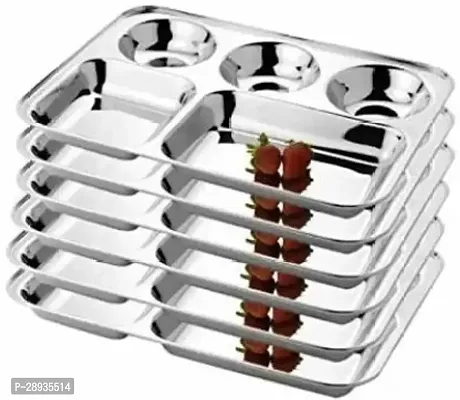 Classic Stainless Steel Plates For Serving Pack Of 6-thumb0