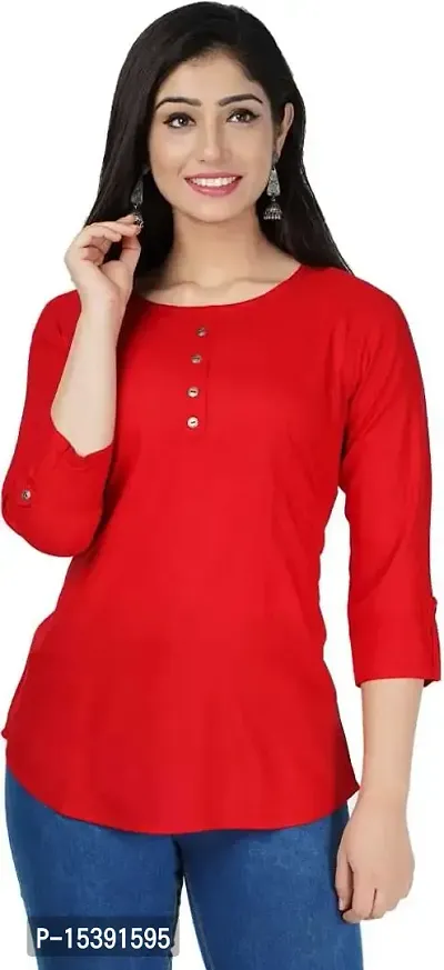 Jaipur Fashion Mode Women's Rayon Solid Regular 3/4th Sleeve Top-thumb0