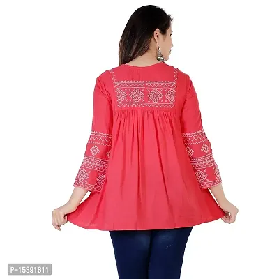 Jaipur Fashion Mode Women Rayon Embroidered Regular Loose Fit Top-thumb3