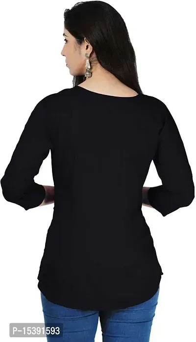 Jaipur Fashion Mode Women's Rayon Solid Regular 3/4th Sleeve Top-thumb3