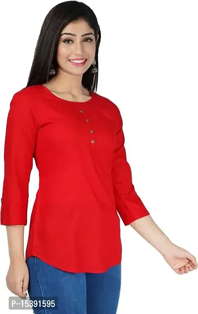 Jaipur Fashion Mode Women's Rayon Solid Regular 3/4th Sleeve Top-thumb4