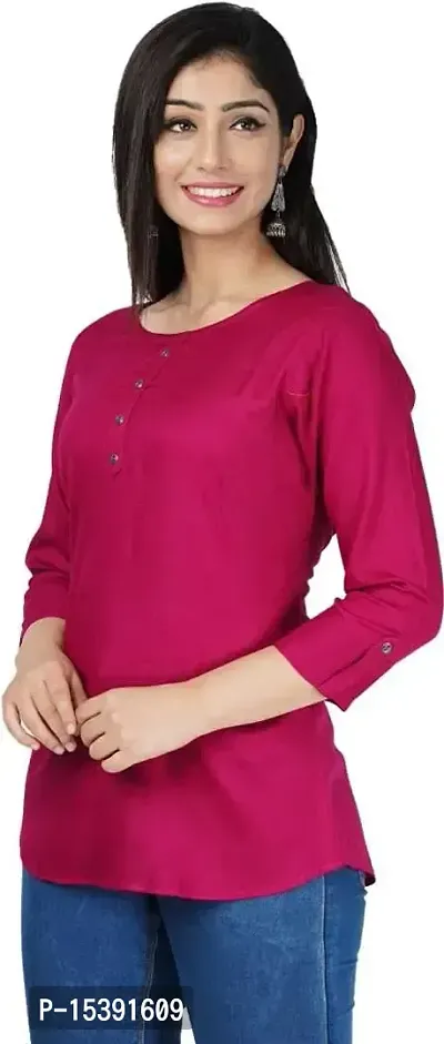 Jaipur Fashion Mode Women's Rayon Solid Regular 3/4th Sleeve Top-thumb4