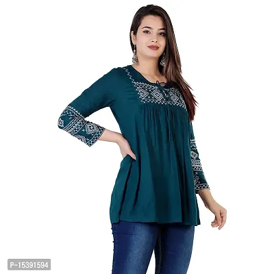 Jaipur Fashion Mode Women Rayon Embroidered Regular Loose Fit Top-thumb6