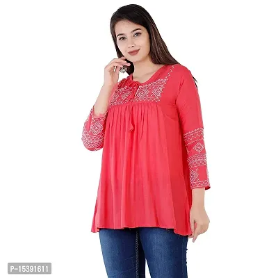 Jaipur Fashion Mode Women Rayon Embroidered Regular Loose Fit Top-thumb5