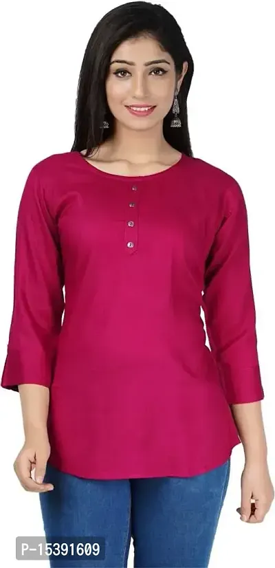 Jaipur Fashion Mode Women's Rayon Solid Regular 3/4th Sleeve Top-thumb1