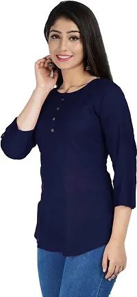 Jaipur Fashion Mode Women's Rayon Solid Regular 3/4th Sleeve Top-thumb4