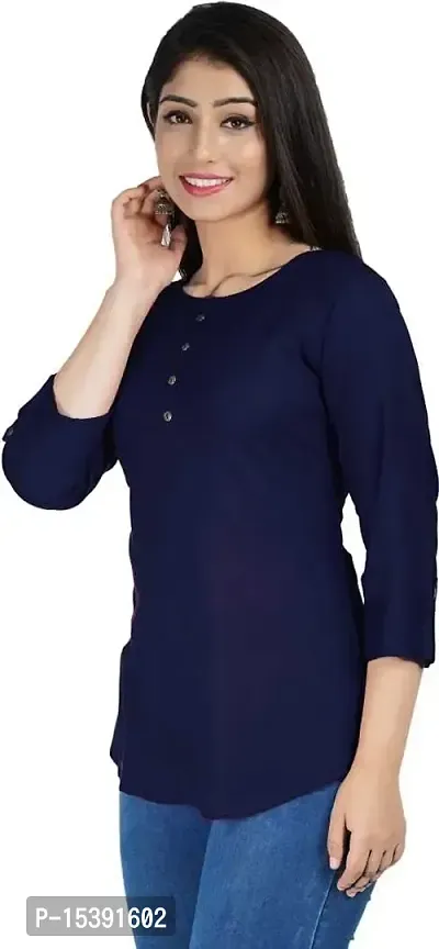 Jaipur Fashion Mode Women's Rayon Solid Regular 3/4th Sleeve Top-thumb5