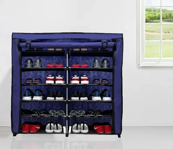 Raxon World - Multipurpose 12 Layer Shoe Rack for Home Improvement Furniture  Storage Rack with Dustproof Cover| Slipper Stand| Darkblue