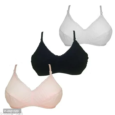 Buy Darphy Pink Black White Hosiery bra (pack of 3) Online In