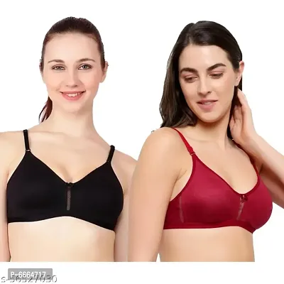 Darphy Womens Non-Padded Bra Combo with Net lining and Detachable Straps