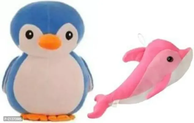 Combo of Plush and Soft Stuffed Penguin and Dolphine for Kids, Gift  Decoration (Teddy Bear)