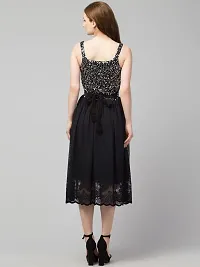 STYLZINDIA Women's Lace Design Polyster Net Solid Trendy Sequinned Mesh Midi Dress | BO16_P-thumb3