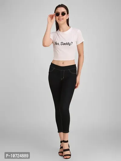 STYLZINDIA Women's Cotton Printed Regular Fit Crop Top|White|M | TR-WHTYSDADDY-TS-M-thumb6