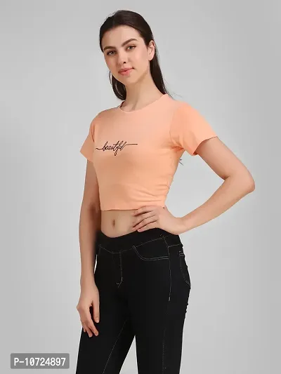 STYLZINDIA Women's Cotton Printed Regular Fit Crop Top|Pink|XL | TR-PCH-BUTIFUL-TS-XL-thumb4