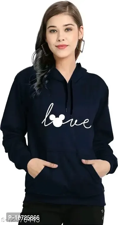 STYLZINDIA Women's Sweatshirt with Hoodies, Fleece Material, Full Sleeve, Jumper Women Winter Wears Blue