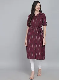 STYLZINDIA Women's Pure Cotton Printed Regular Fit Kurta |Maroon| |-thumb4