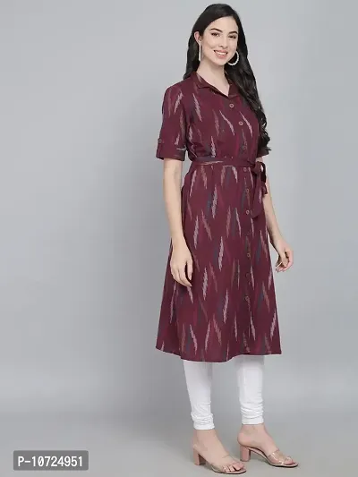 STYLZINDIA Women's Pure Cotton Printed Regular Fit Kurta |Maroon| |-thumb3