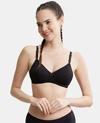 Stylish Black Cotton Solid Bras For Women-thumb2