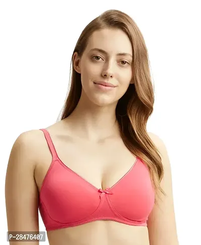 Stylish Pink Cotton Solid Bras For Women-thumb0