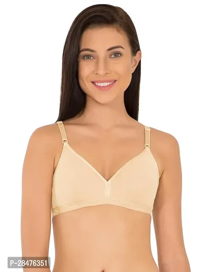 Stylish Beige Cotton Solid Bras For Women