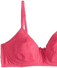 Stylish Pink Cotton Solid Bras For Women-thumb2