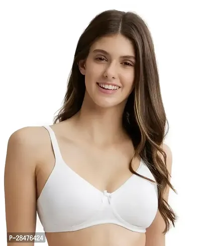 Stylish White Cotton Solid Bras For Women-thumb0