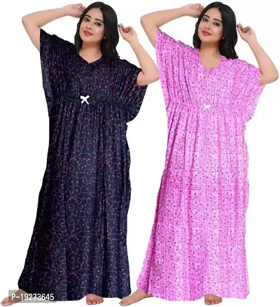 Fancy Cotton Printed Nighties for Women Pack of 2