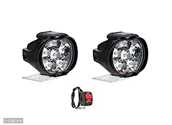 6 LED Transformer Bumble Bee Style Bike Fog Light Lamp Assembly White Mini with Switch Set of 2 For Mahindra Duro 125-thumb0