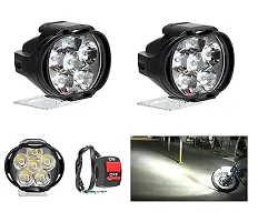 6 LED Transformer Bumble Bee Style Bike Fog Light Lamp Assembly White Mini with Switch Set of 2 For Mahindra Duro 125-thumb1