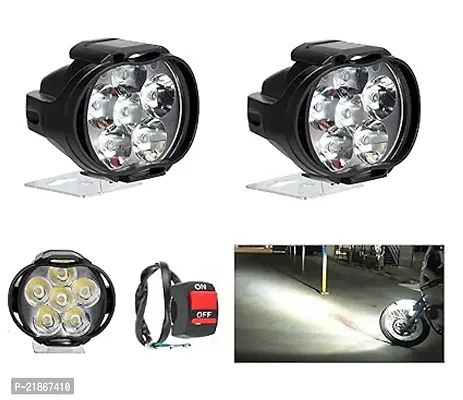 6 LED Transformer Bumble Bee Style Bike Fog Light Lamp Assembly White Mini with Switch Set of 2 For Mahindra Duro 125-thumb2