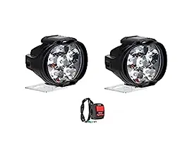 B Rider 6 LED Transformer Bumble Bee Style Bike Fog Light Lamp Assembly White Mini with Switch Set of 2 For Mahindra Duro 125-thumb1