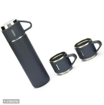 Latest Steel Vacuum Flask Set with 3 Stainless Steel Cups Combo - 500ml - (Pack of 1 - Assorted color)