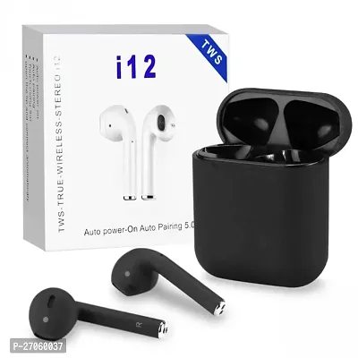 i12 inpods matte black finish Bluetooth Headset  (Black True Wireless)-thumb0