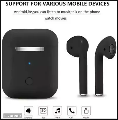 i12 inpods matte black finish Bluetooth Headset  (Black True Wireless)-thumb2