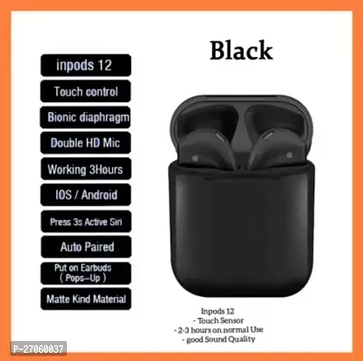 i12 inpods matte black finish Bluetooth Headset  (Black True Wireless)-thumb4