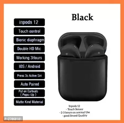 TWS-i12 Bluetooth Headset Twins Wireless Earbuds with charging case - Black-thumb2