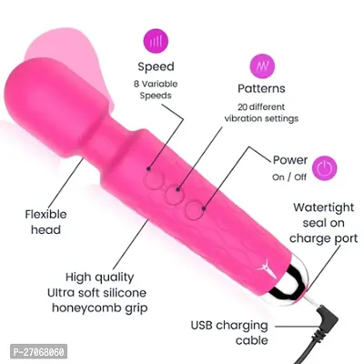 Personal Electric Body Massager 20+ Vibration Modes, Rechargeable, Waterproof, for Women and Men, Flexible Head for Targeted Compression (Multi)-thumb2