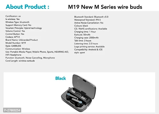M19 TWS Bluetooth 5-0 Wireless Earbuds Touch Waterproof IP7X LED Digital Display Bluetooth Headset-thumb4
