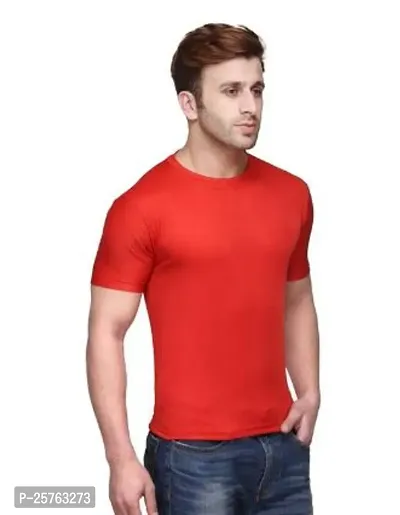 Reliable Red Cotton Solid Round Neck Tees For Men