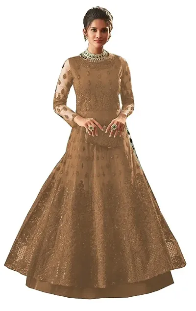 Wedding Special Net Embroidered Semi-Stitched Ethnic Gown