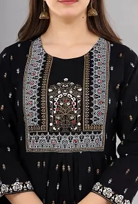 Beautiful Straight Black Embroidered Rayon Kurta For Women-thumb2