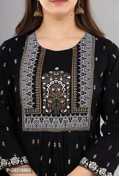 Beautiful Straight Black Embroidered Rayon Kurta For Women-thumb3