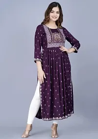 Beautiful Straight Purple Embroidered Rayon Kurta For Women-thumb1