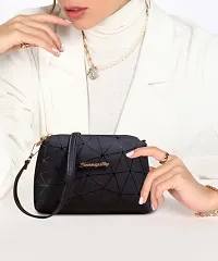 Black Artificial Leather Printed Sling Bags For Women-thumb1