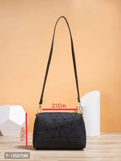 Black Artificial Leather Printed Sling Bags For Women-thumb3