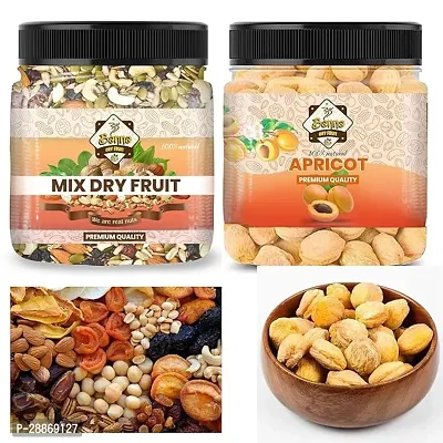 Om Banna Dry Fruits Combo Of Dried Seedless Turkish Apricot  And Trail Mix Healthy Mixed Nuts 500 Gram + 500 Gram