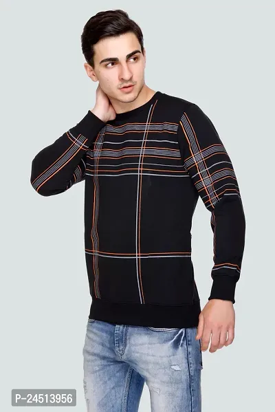 Elegant Brown Fleece Self Pattern Long Sleeves Sweatshirts For Men