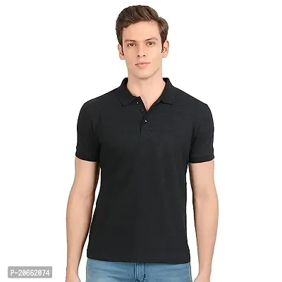 Reliable Black Cotton Solid Polos For Men