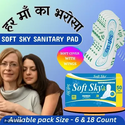 SOFT SKY XL Dry 54 Sanitary Napkins Pads 280mm with Double Flaps enriched - 3 Pack OF (18 - Pads)-thumb3